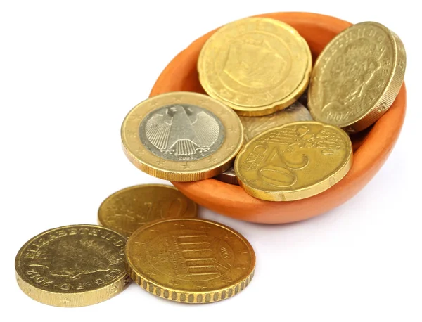 British Pound and euro coin — Stock Photo, Image