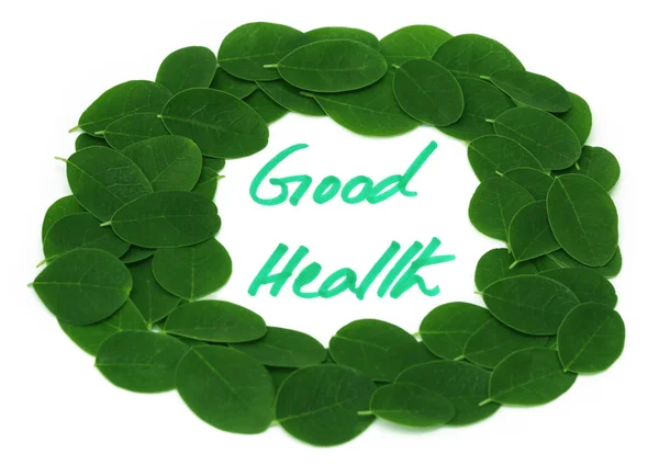 Good Health written in Moringa leaves frame — Stock Photo, Image