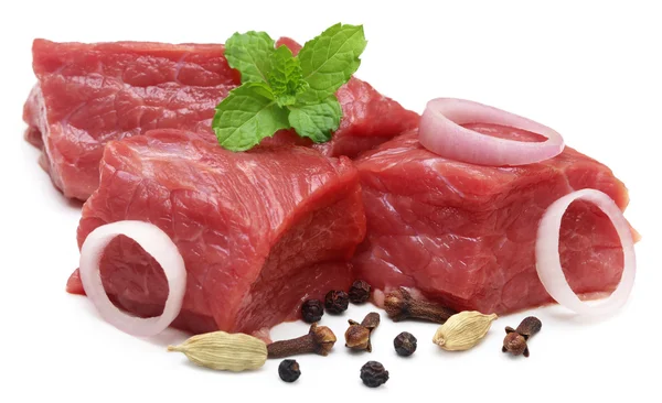 Raw beef with spices — Stock Photo, Image