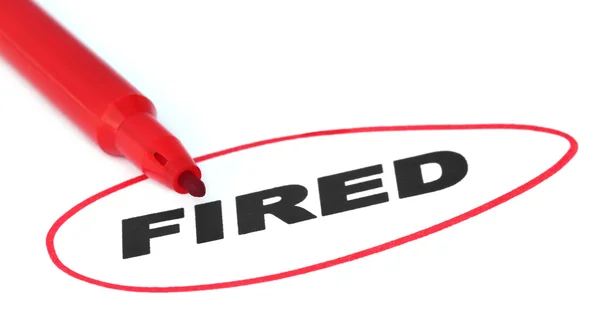 Fired written by red pen — Stock Photo, Image