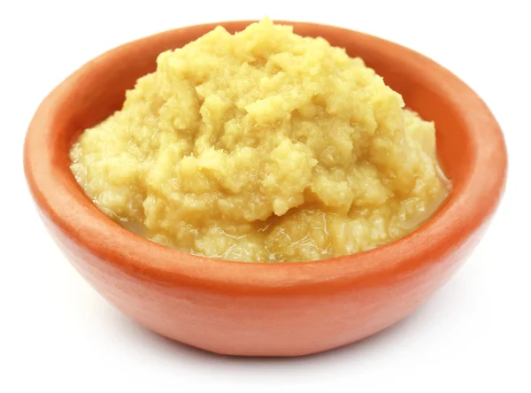 Mashed ginger in a pottery — Stock Photo, Image