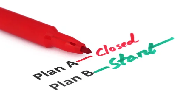 Plán A a B napsal červené pero — Stock fotografie