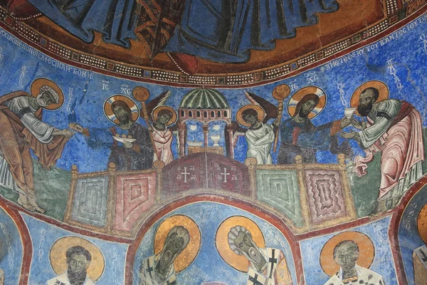 Kilisenin duvarında resim parçası. Akhtala mı? Ermenistan