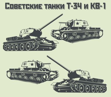 Sovyet tanklarının vektör T-34 ve Kv-1