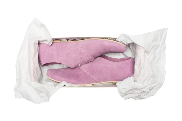 Mauve shoes in box — Stock Photo, Image