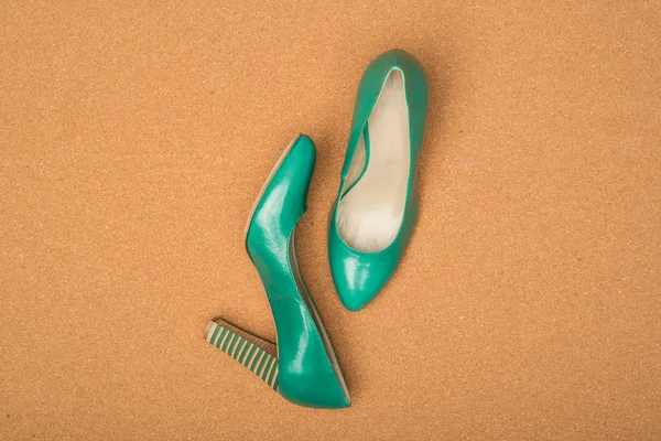 Green high heels shoes — Stock Photo, Image