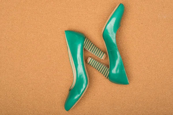 Zelené boty na podpatku boty — Stock fotografie