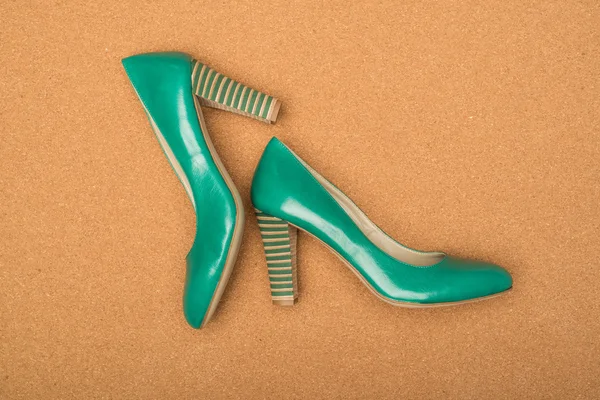 Green high heels shoes — Stock Photo, Image