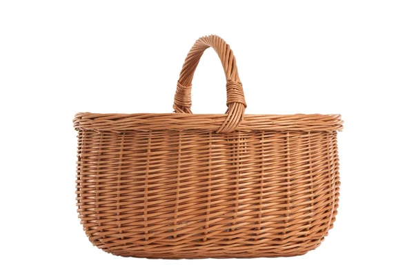 Braided basket with wooden handles — Stock Photo, Image