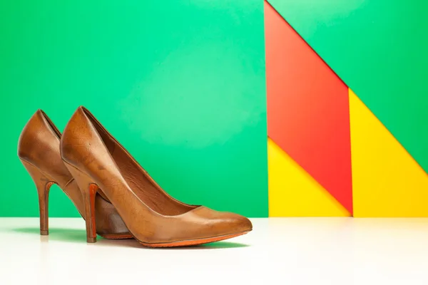 Brown high heels shoes — Stock Photo, Image