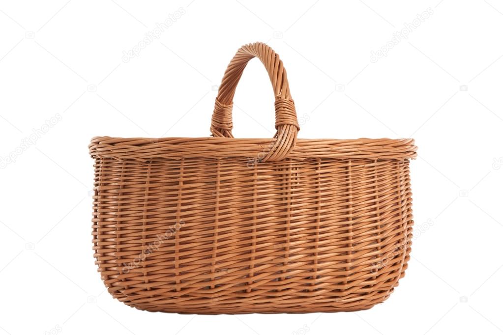 Braided basket with wooden handles