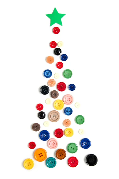 Kerstboom gemaakt met gekleurde knoppen — Stockfoto