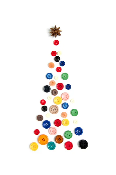 Christmas tree made with colored buttons — Stock Photo, Image