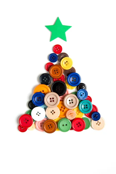 Christmas tree made with colored buttons — Stock Photo, Image