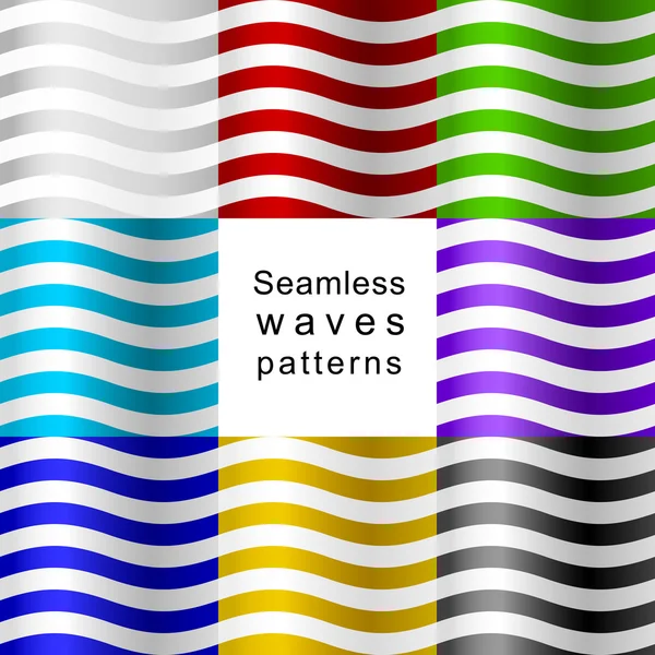 Motifs d'ondes sans couture de différentes couleurs . — Image vectorielle