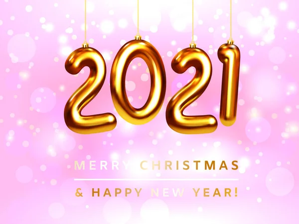 Feliz Natal Feliz Ano Novo 2021 Cartão Saudação Projeto Com —  Vetores de Stock