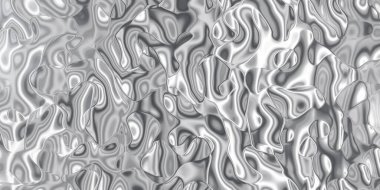 Chrome Liquid Texture. Art Abstract Metallic Waves. Fluid Monochrome Background in Black, Gray and White colors. Computer Art Illustration. 3d Render clipart