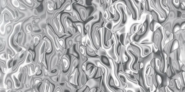 Kromvätskestruktur Art Abstract Metallic Waves Vätska Monokrom Bakgrund Svart Grå — Stockfoto
