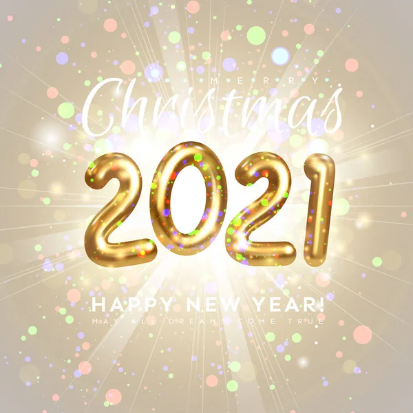 Feliz Ano Novo 2021 Cartão Felicitações Com Texto Desejos 2021 —  Vetores de Stock