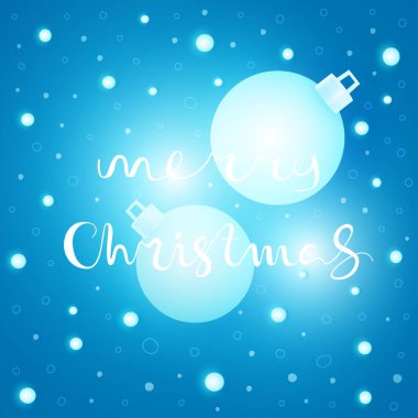 - Mutlu Noeller. İki Noel topu ve bir sürü küçük kar topuyla mavi arka planda parlayan Hattatlık Mutlu Noeller. Bayram Bayrağı. Vektör İllüstrasyonu