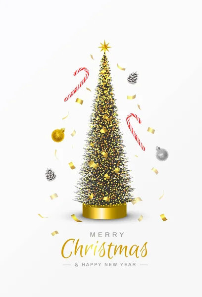 Веселого Різдва Нового Року Конічне Різдвяне Дерево Соскові Шишки Солодкі — стоковий вектор