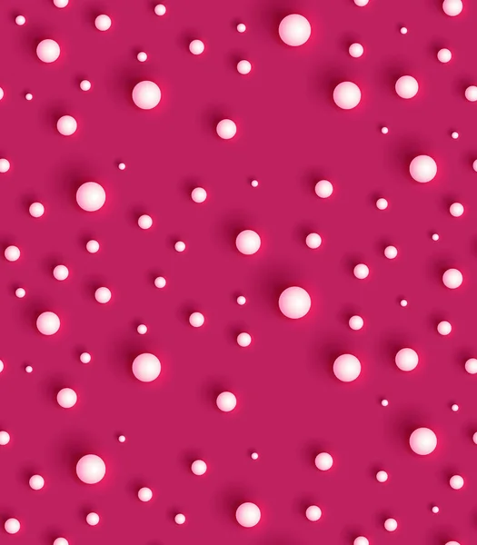 赤い背景の白いボール 幾何学的なシームレスなパターン 白い丸みを帯びた球体の質感 パッケージ カード 休日の装飾 インテリアのためのデザインテンプレート ベクターイラスト — ストックベクタ