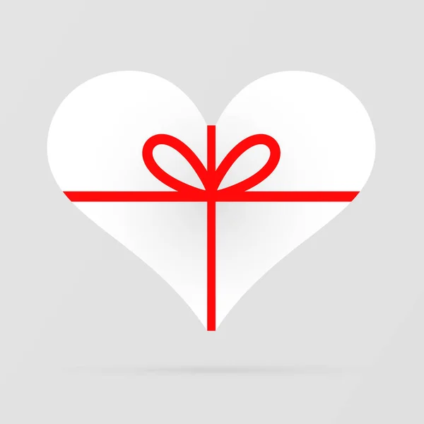 Icono Del Corazón Del Regalo Caja Regalo Blanca Forma Corazón — Vector de stock