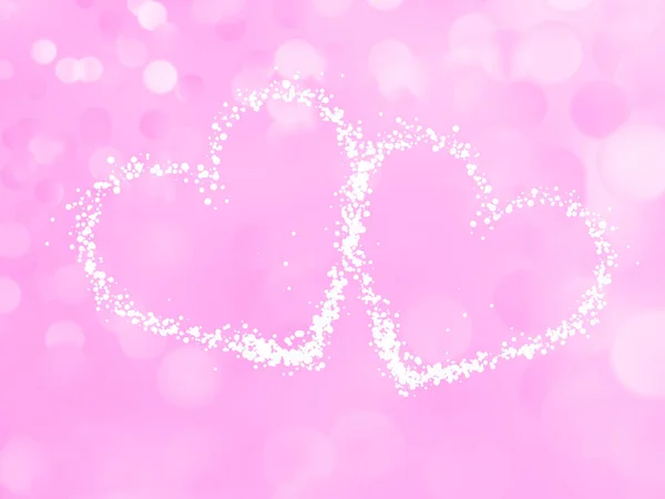 两颗心相连 粉色浪漫的爱情背景 由颗粒制成的心在Bokeh背景上被隔离 情人节 母亲节的设计装饰模板 — 图库矢量图片