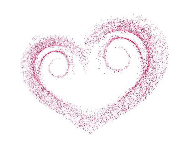 Coeur Particules Avec Tourbillons Coeur Rouge Isolé Sur Fond Blanc — Image vectorielle