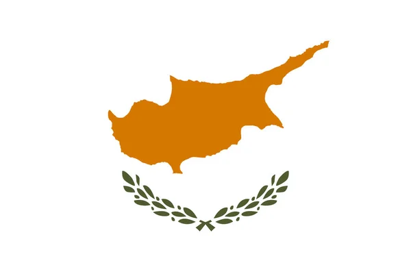 Flag Republic Cyprus Rectangular White Panel Silhouette Copper Colored Island — Stock Vector