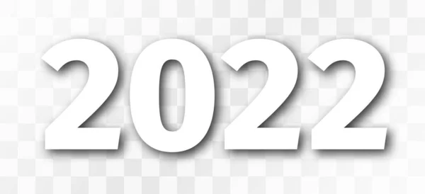 White Bold Number 2022 New Year Header White Isolated Numbers — Stock Vector