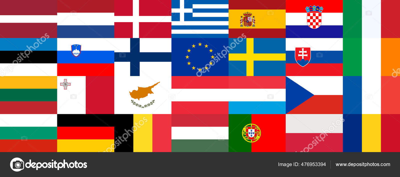 欧州連合加盟国の国旗とEuの国旗がまとめられている 大きな美しいカラフルなデザインのレイアウト ベクターイラスト Stock Vector by  ©ivn3da 476953394