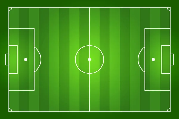 Groen Gestreept Voetbalveld Met Markeringen Verhouding 105 Bij Meter Zicht — Stockvector