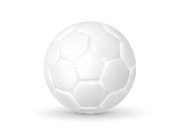 Pelota Fútbol Blanco Brillante Equipamiento Deportivo Aislado Sobre Fondo Blanco — Vector de stock