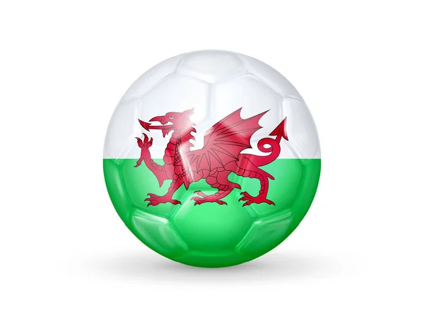 Voetbal Met Wales Nationale Vlag Wales Nationaal Voetbalteam Concept Geïsoleerd — Stockvector