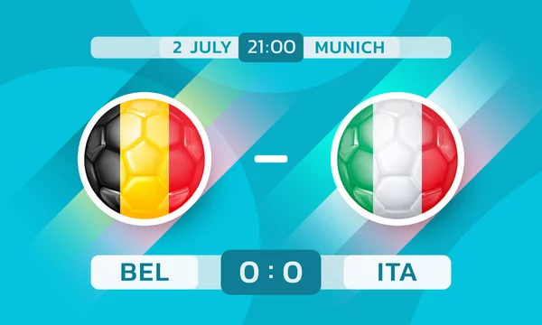 Belgium Italy Match European Football Championship Banner Template Countries Icons — Stock Vector