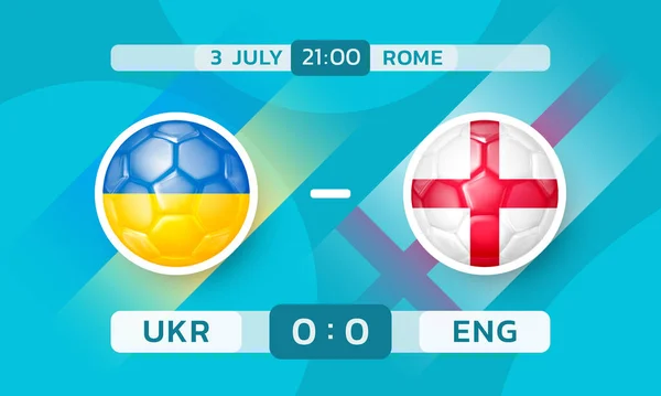 Spiel Ukraine Gegen England Fußball Europameisterschaft Banner Vorlage Mit Ländersymbolen — Stockvektor