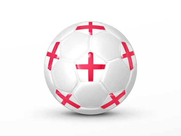 白い背景にイギリス国旗が描かれたサッカーボール イングランド代表のサッカーチームのコンセプト 白に隔離されてる 現実的な3Dベクトル図 — ストックベクタ
