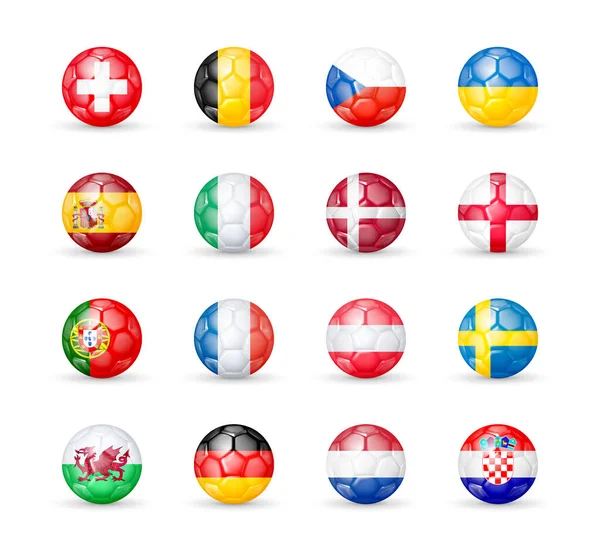 Iconos Países Las Mejores Selecciones Nacionales Fútbol 2020 2021 Basado — Vector de stock