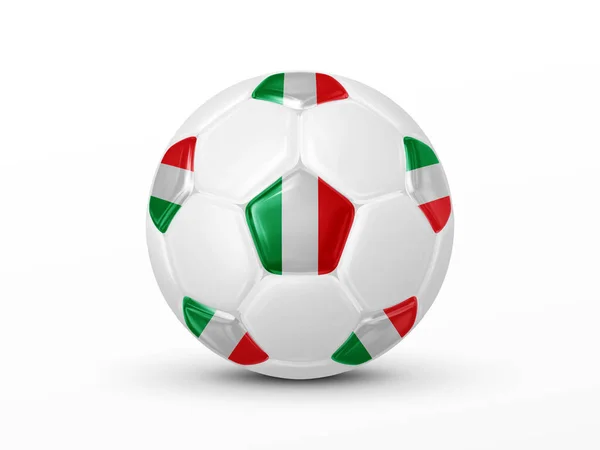 Pallone Calcio Con Bandiera Nazionale Italiana Isolata Fondo Bianco Italia — Vettoriale Stock