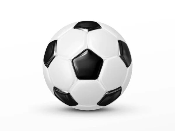 Glossy Soccer Ball Geïsoleerd Witte Achtergrond Klassieke Voetbal Bal Gemaakt — Stockvector