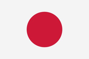 Japonya bayrağı. Ortasında kırmızı bir daire olan dikdörtgen beyaz bir pankart. Nisshoki, Hinomaru. Güneşin çemberi. Doğan Güneşin Ülkesi. Düz simge. Doku haritası. Vektör