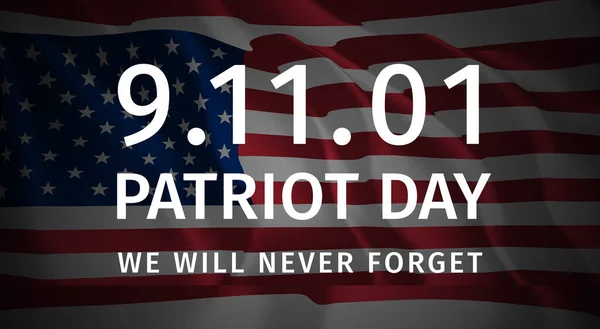 Plakat Dnia Patrioty Duży Napis Dzień Patrioty Nigdy Nie Zapomnimy — Wektor stockowy