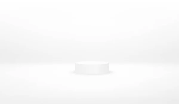 Podio Blanco Pedestal Escena Ilustración Vectorial Fondo Futurista Abstracto Cilindro — Vector de stock