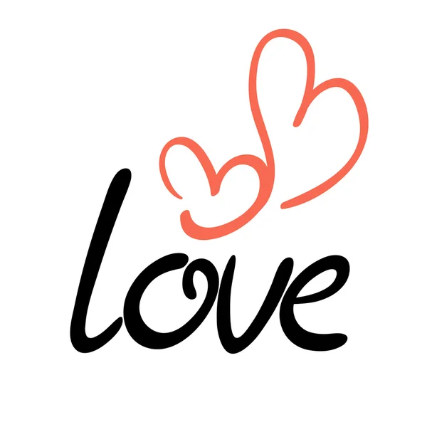 Love inscription with couple of hearts — Stock Vector