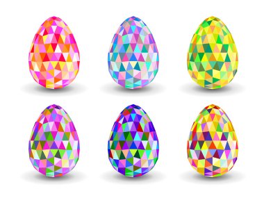 Set of crystal colorful  Easter eggs.  clipart