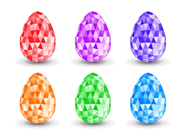 Set de huevos de Pascua de colores cristalinos . — Vector de stock