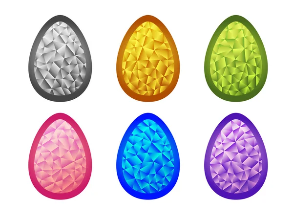 Set de huevos de Pascua de colores cristalinos . — Vector de stock