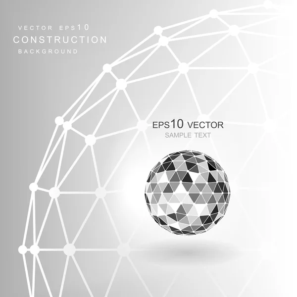 Wireframe polyginal sphere — Stockový vektor