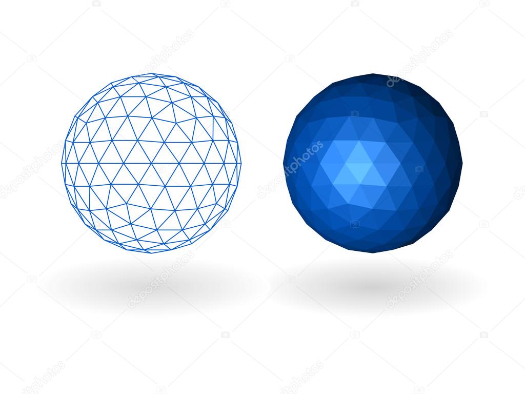 Wireframe polyginal sphere